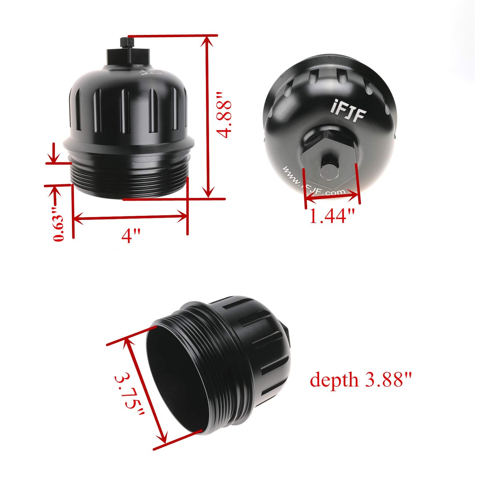 iFJF 134001 Black Fuel Filter Billet Aluminum Housing Cap for 2017-2024 GM Duramax 6.6L L5P Chevy Silverado/GMC Sierra 2500HD 3500HD