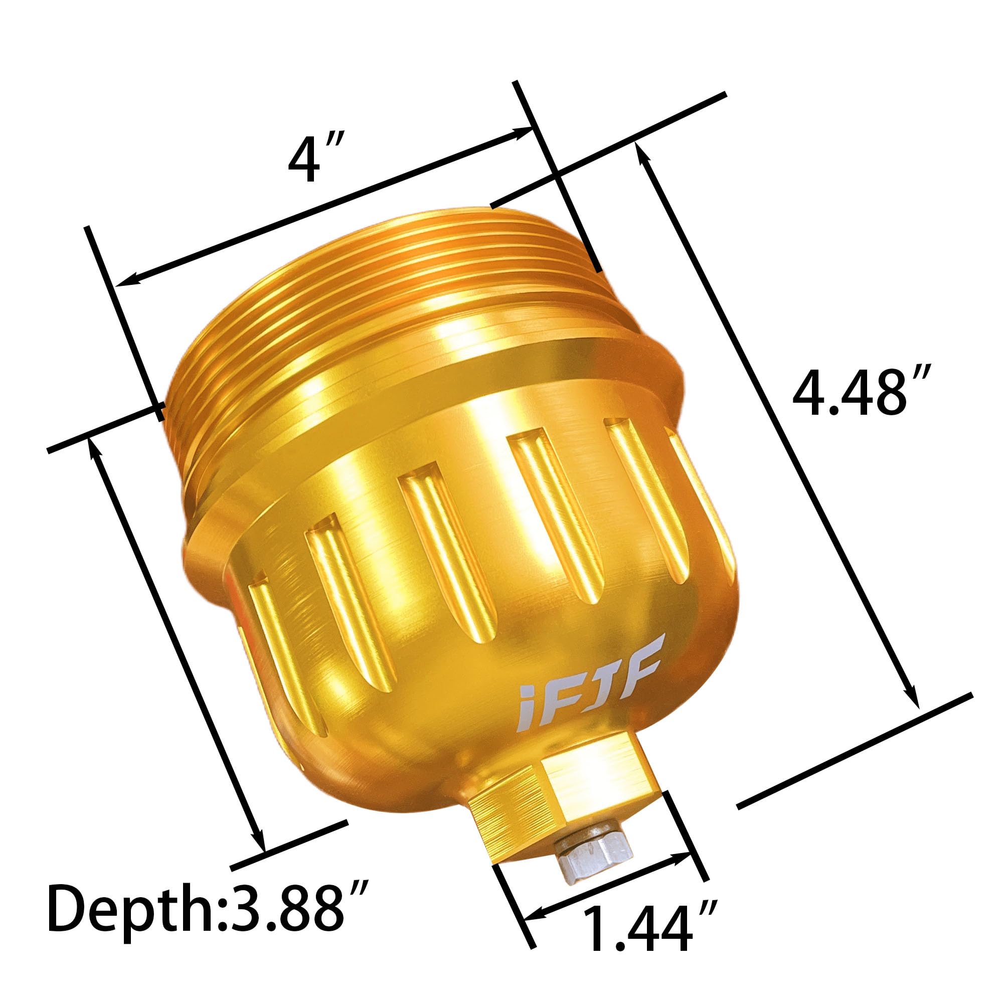 iFJF 134001 Gold Fuel Filter Billet Aluminum Housing Cap for 2017-2024 GM Duramax 6.6L L5P Chevy Silverado/GMC Sierra 2500HD 3500HD