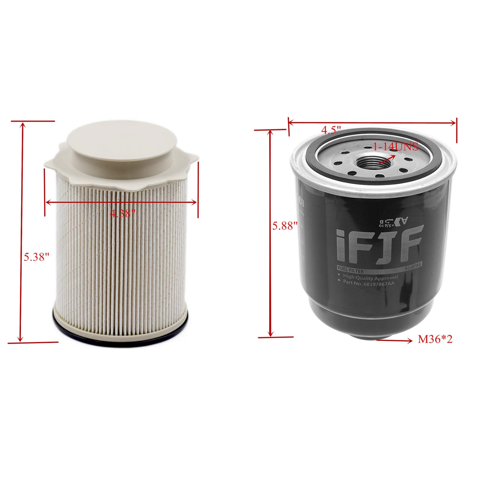 iFJF 68197867AA 68157291AA Fuel Filter for 2013-2018 Dodge Ram 2500-5500 6.7L Cummins Diesel