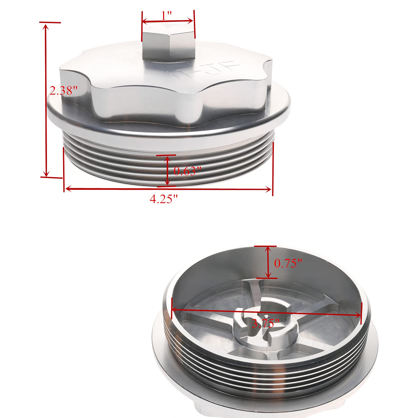 iFJF Silver F81Z9G270BA Fuel Filter Billet Aluminum Cap for Powerstroke 7.3L V8 1999-2003 F250-F550 Super Duty 2000-2003 Excursion