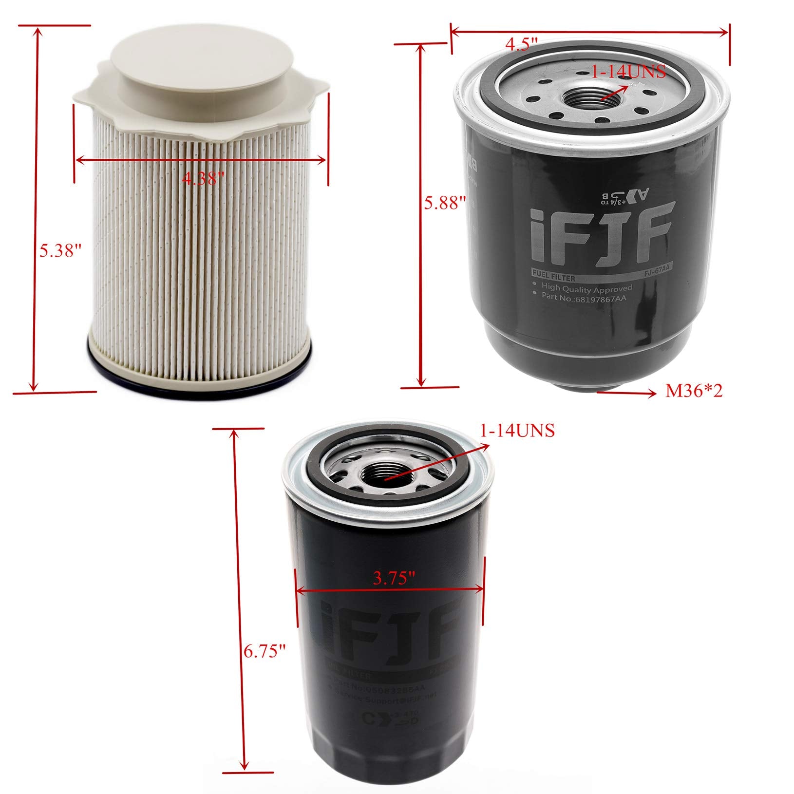 iFJF 68197867AA 68157291AA Fuel Filter 5083285AA Oil Filter for Dodge Ram 6.7L 2013-2018 2500-5500