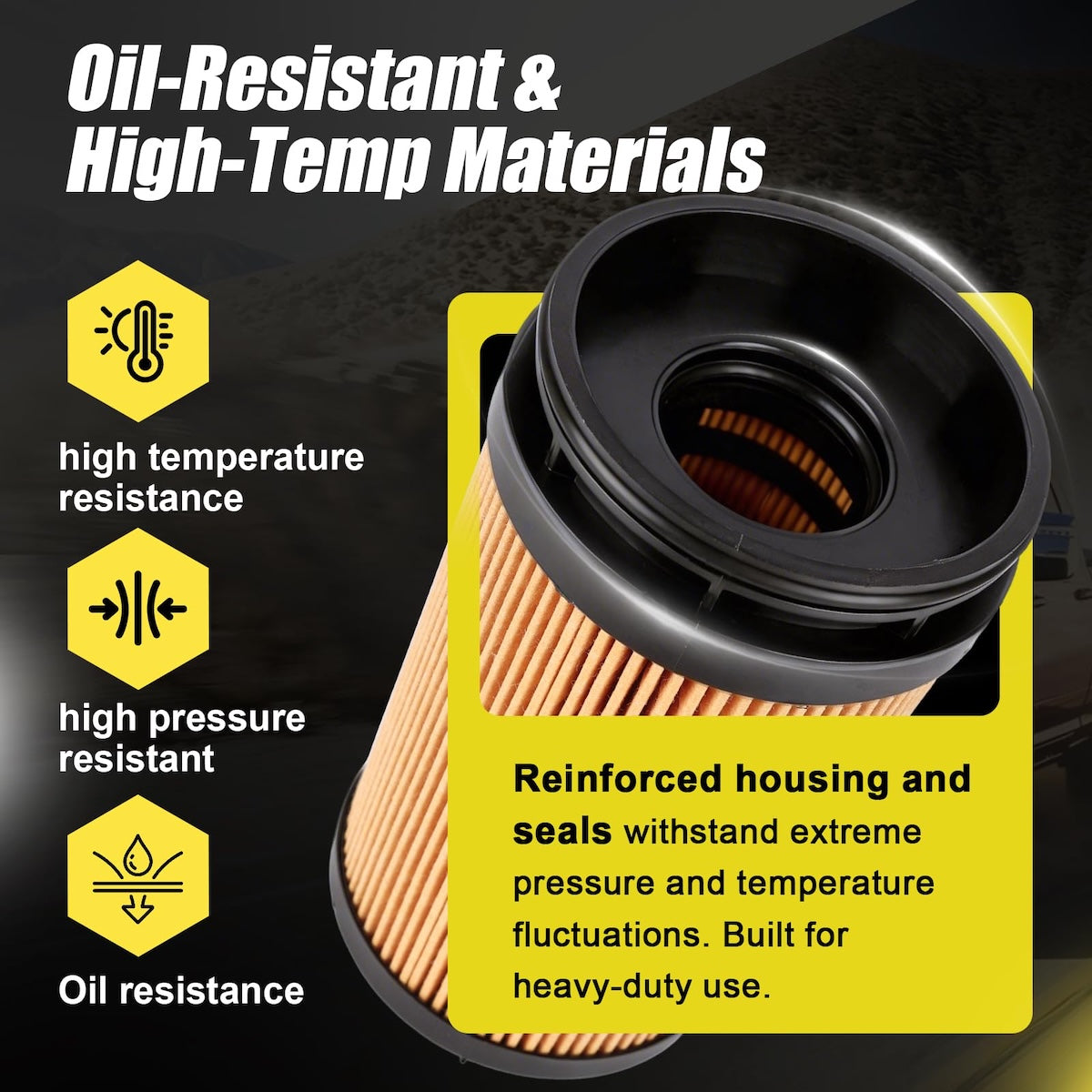 RF32410LPNP filter media close-up — phenolic resin impregnated paper, 170°C high-temperature cured, 185g/m² dust hold capacity, ISO 4548-12 Certified