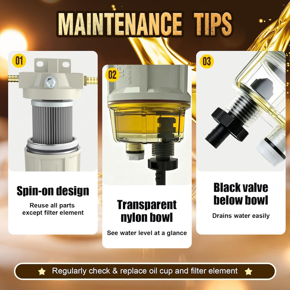 R12H Marine Fuel Water Separator Complete Combo - R12T Upgrade | 15 GPH 10 Micron | Replaces S3240 120AT