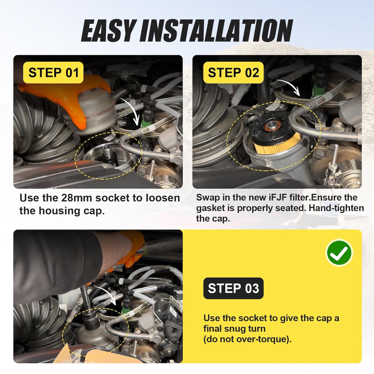 68677810AA Oil Filter installed fitment — direct replacement for 2025-2026 Ram 6.7L Cummins Turbo Diesel engine, exact OEM fit without modification