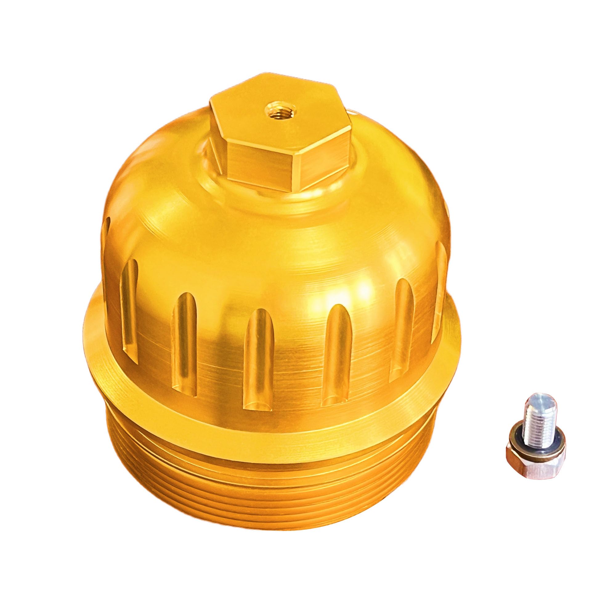 iFJF 134001 Gold Fuel Filter Billet Aluminum Housing Cap for 2017-2024 GM Duramax 6.6L L5P Chevy Silverado/GMC Sierra 2500HD 3500HD