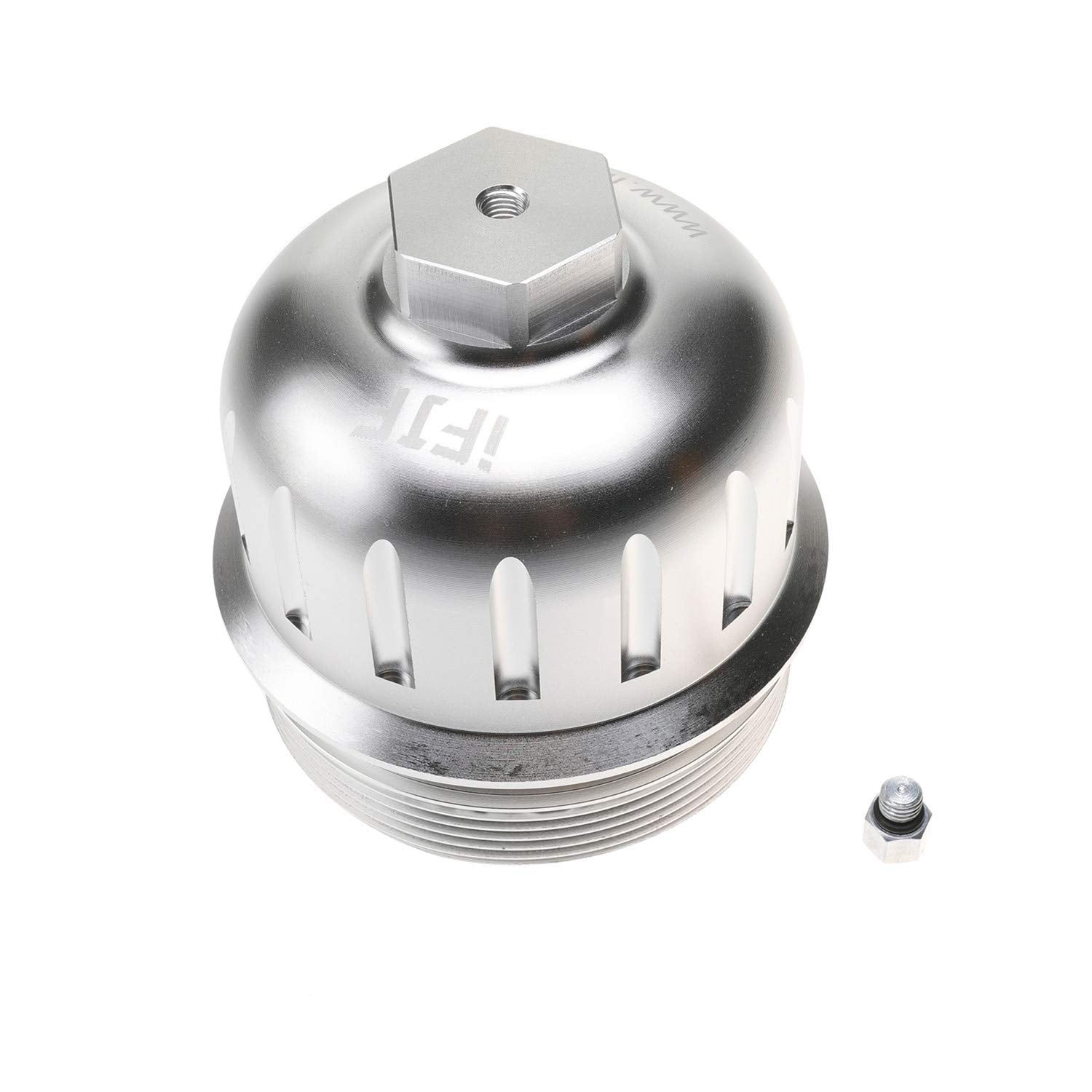 iFJF 134001 Silver Fuel Filter Billet Aluminum Housing Cap for 2017-2024 GM Duramax 6.6L L5P Chevy Silverado/GMC Sierra 2500HD 3500HD