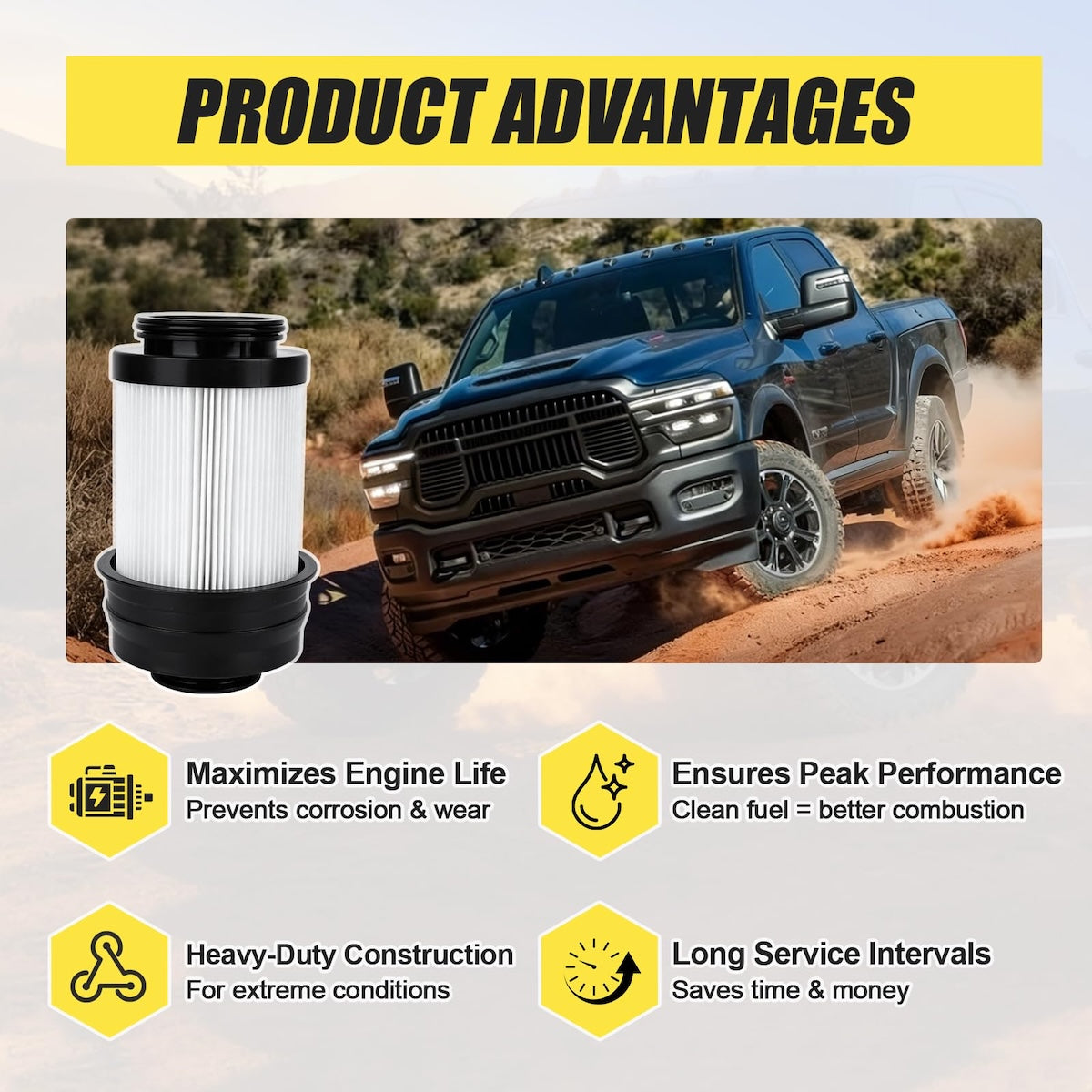 2025-2026 Ram 2500 3500 4500 5500 6.7L Cummins Fuel Filter Water Separator — Replaces 68677800AA